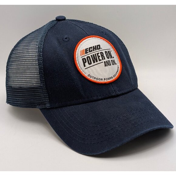 Echo Outdoor Power Equipment Snapback Cap Hat Mesh Back Blue Power On And On - Picture 1 of 6